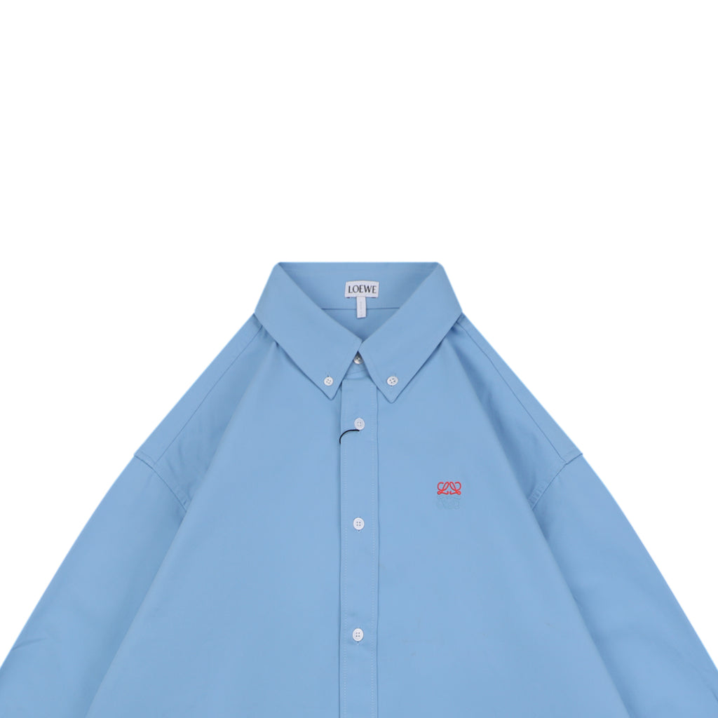 Loewe Small Floral Emblem Long-Sleeve Shirt in Blue