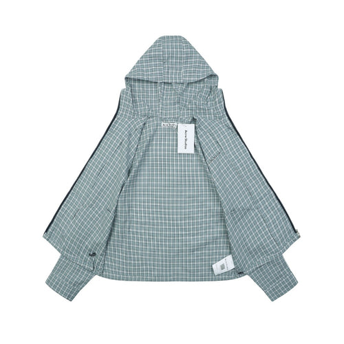 Acne Studios Fine-Check Hooded Jacket in Blue-Gray