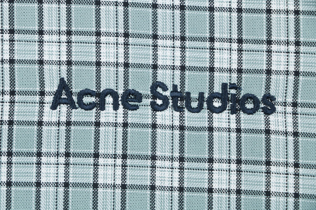 Acne Studios Fine-Check Hooded Jacket in Blue-Gray