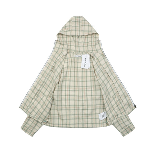 Acne Studios Fine-Check Hooded Jacket in Light Beige