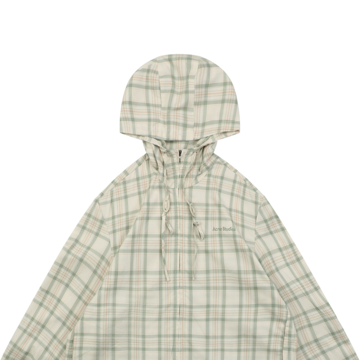 Acne Studios Fine-Check Hooded Jacket in Light Beige