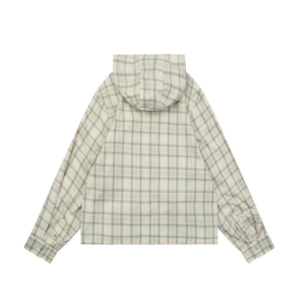 Acne Studios Fine-Check Hooded Jacket in Light Beige