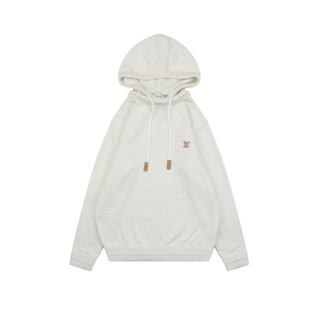 Louis Vuitton Monogram Letter Patch Hooded Sweater in Ivory