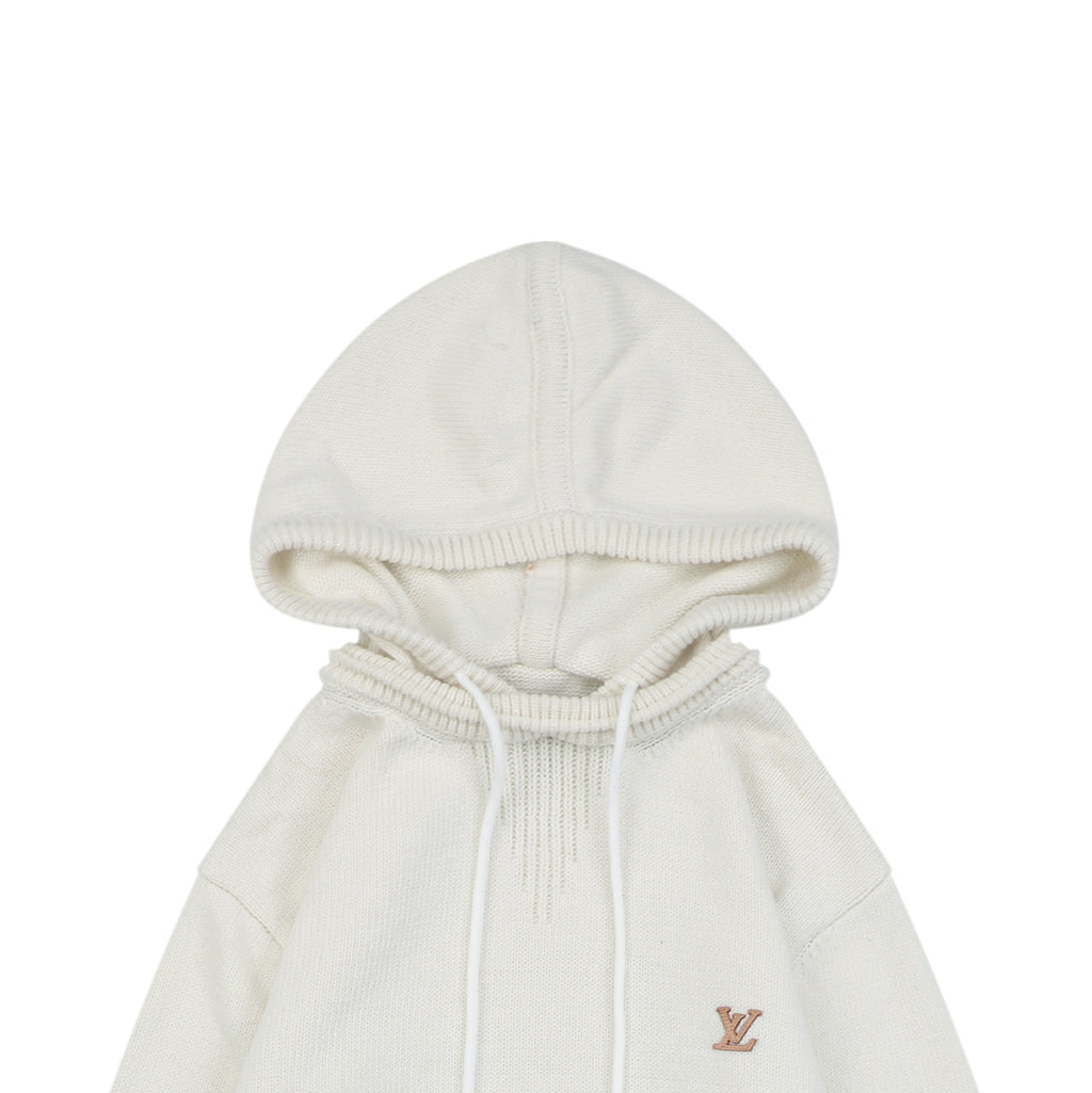 Louis Vuitton Monogram Letter Patch Hooded Sweater in Ivory