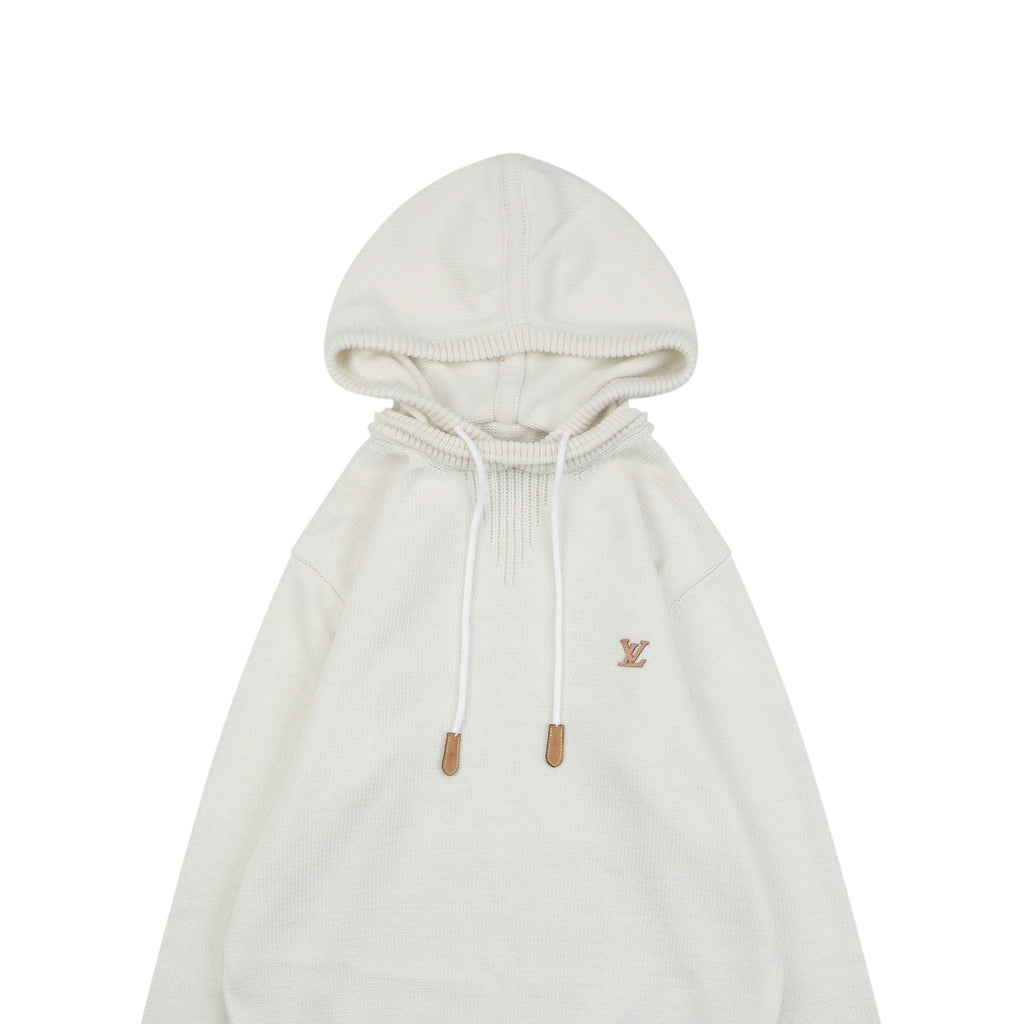 Louis Vuitton Monogram Letter Patch Hooded Sweater in Ivory