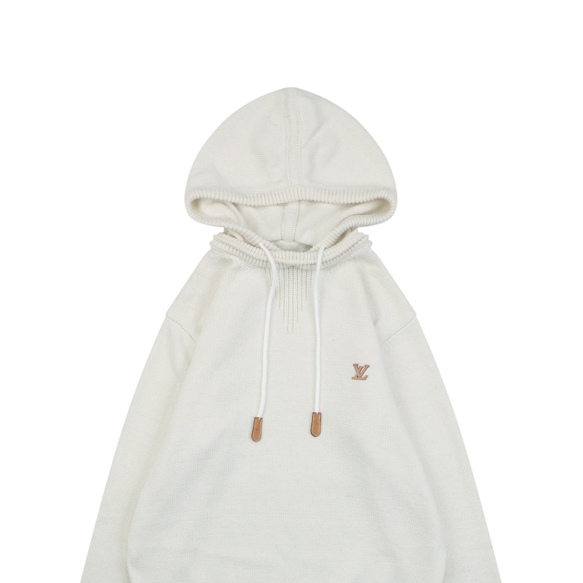 Louis Vuitton Monogram Letter Patch Hooded Sweater in Ivory