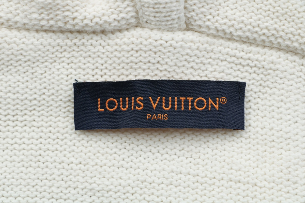 Louis Vuitton Monogram Letter Patch Hooded Sweater in Ivory