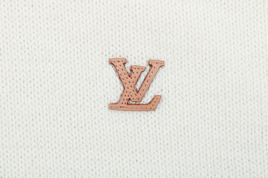 Louis Vuitton Monogram Letter Patch Hooded Sweater in Ivory
