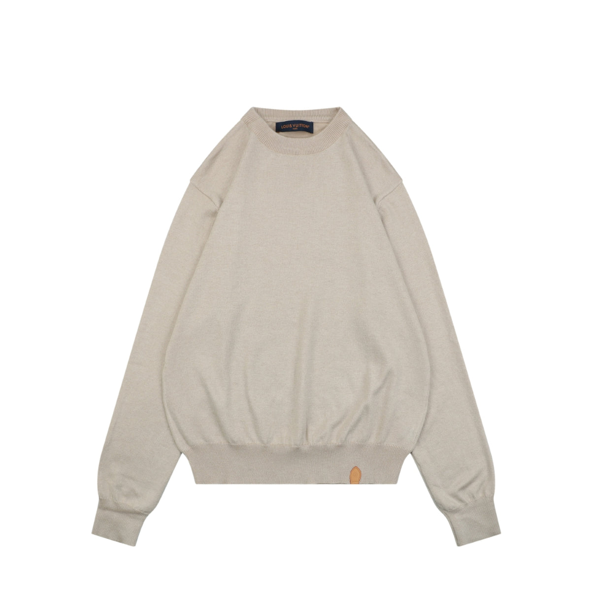 Louis Vuitton Leaf-Shaped Monogram Patch Crewneck Sweater in Beige