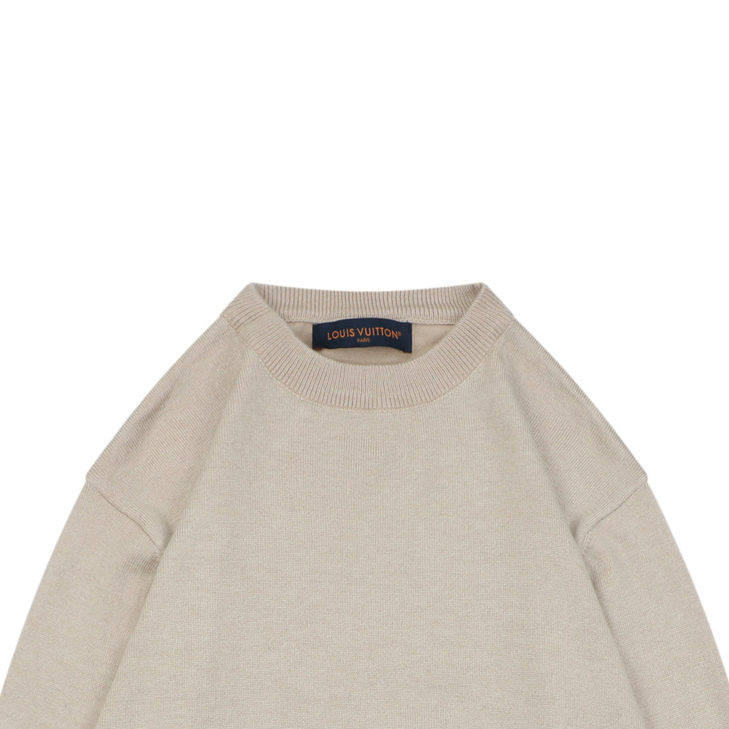 Louis Vuitton Leaf-Shaped Monogram Patch Crewneck Sweater in Beige