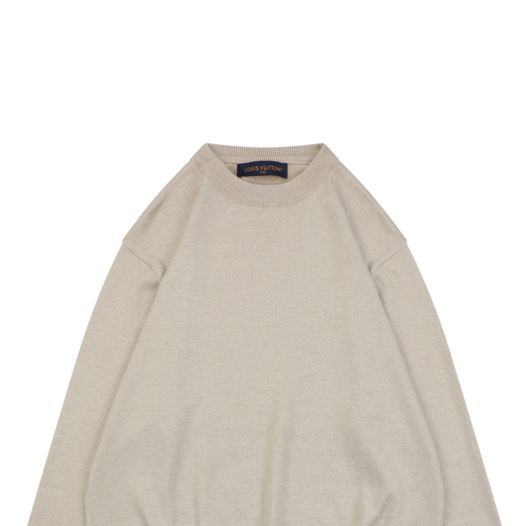 Louis Vuitton Leaf-Shaped Monogram Patch Crewneck Sweater in Beige