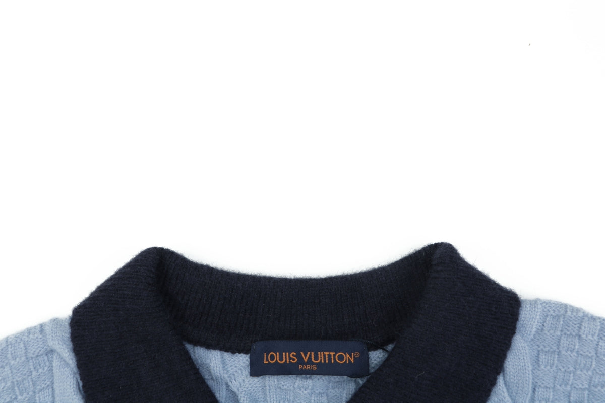 Louis Vuitton Two-Tone Cable-Knit Cardigan in Light Blue and Navy