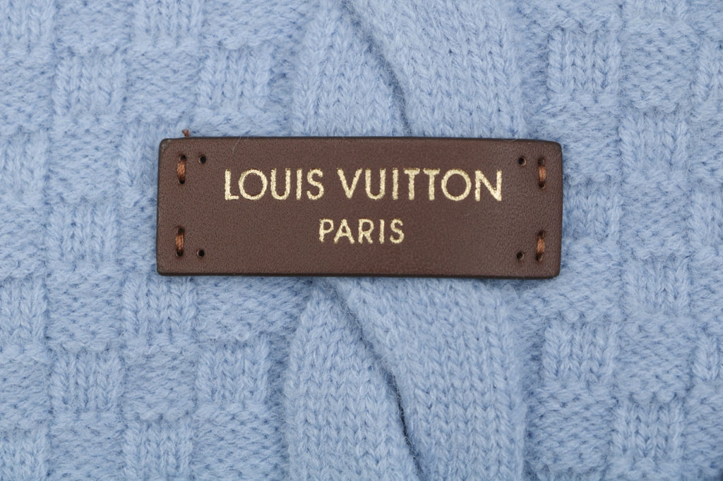 Louis Vuitton Two-Tone Cable-Knit Cardigan in Light Blue and Navy