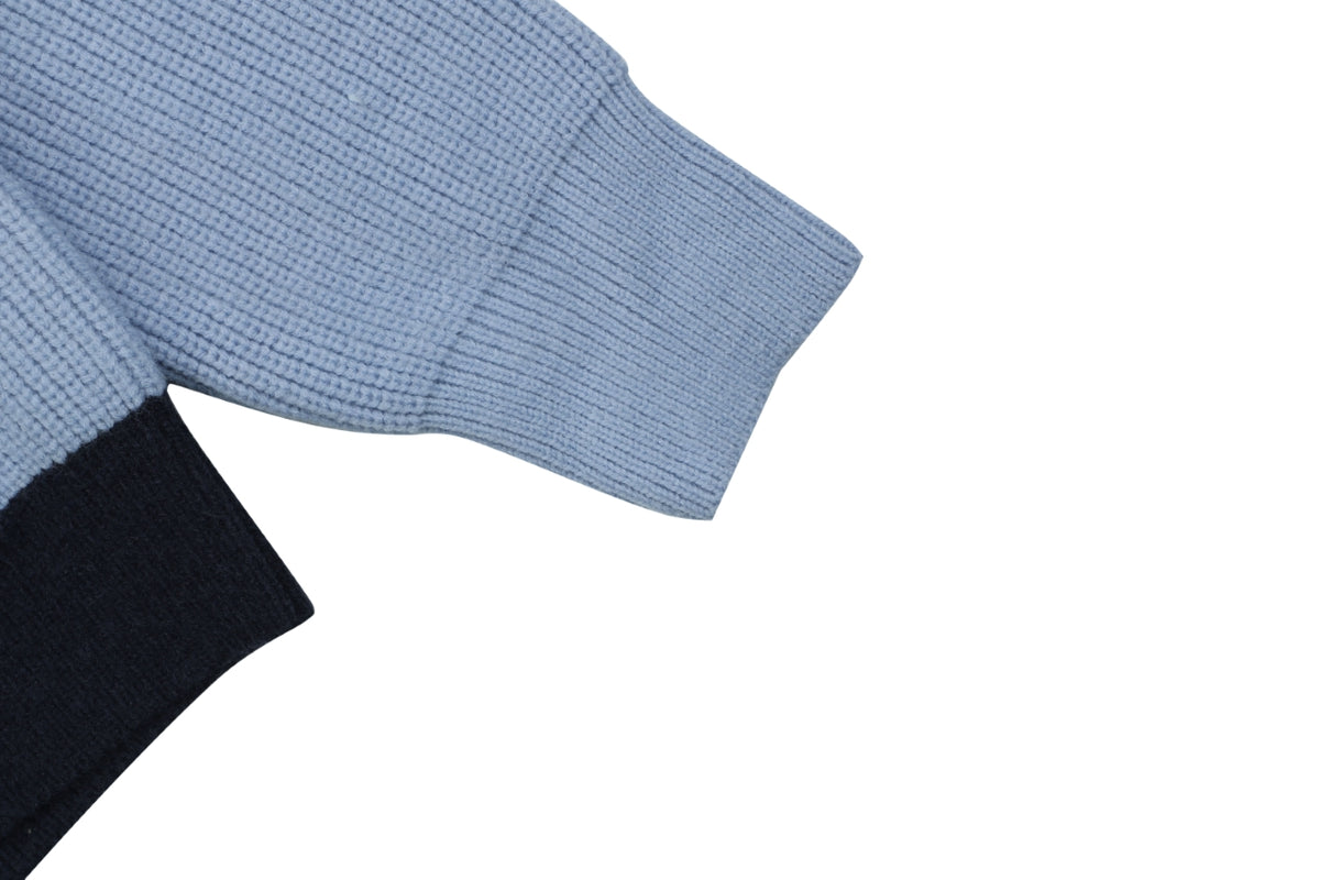Louis Vuitton Two-Tone Cable-Knit Cardigan in Light Blue and Navy