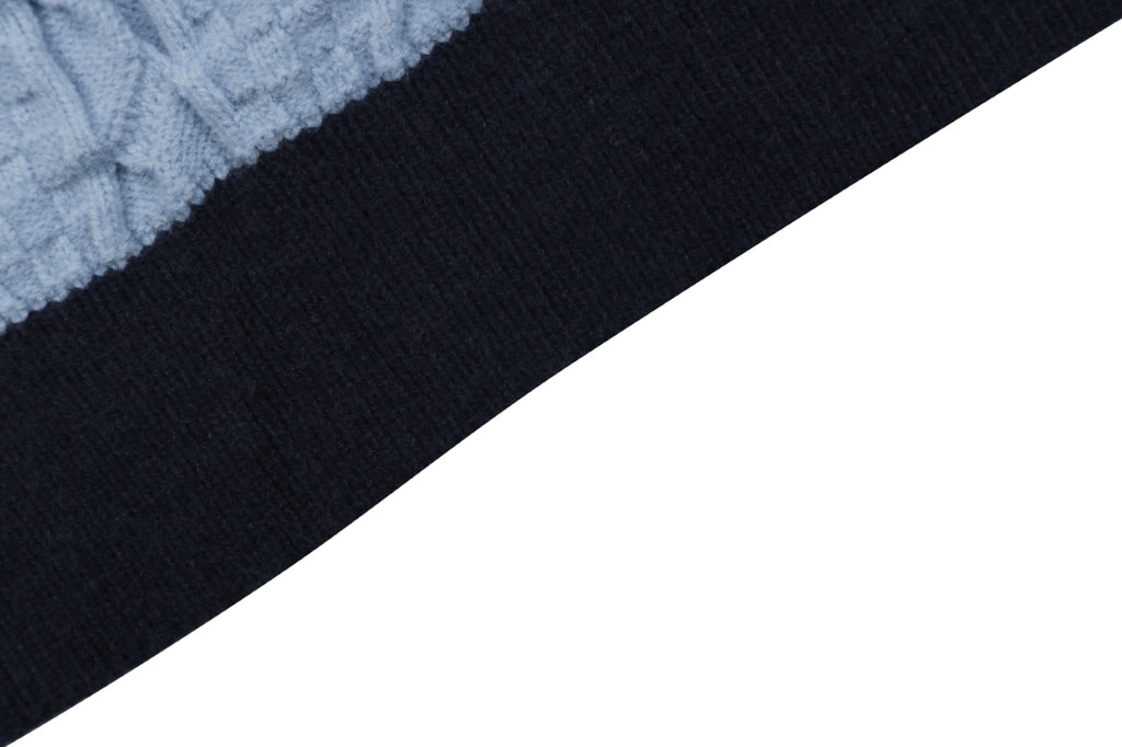 Louis Vuitton Two-Tone Cable-Knit Cardigan in Light Blue and Navy