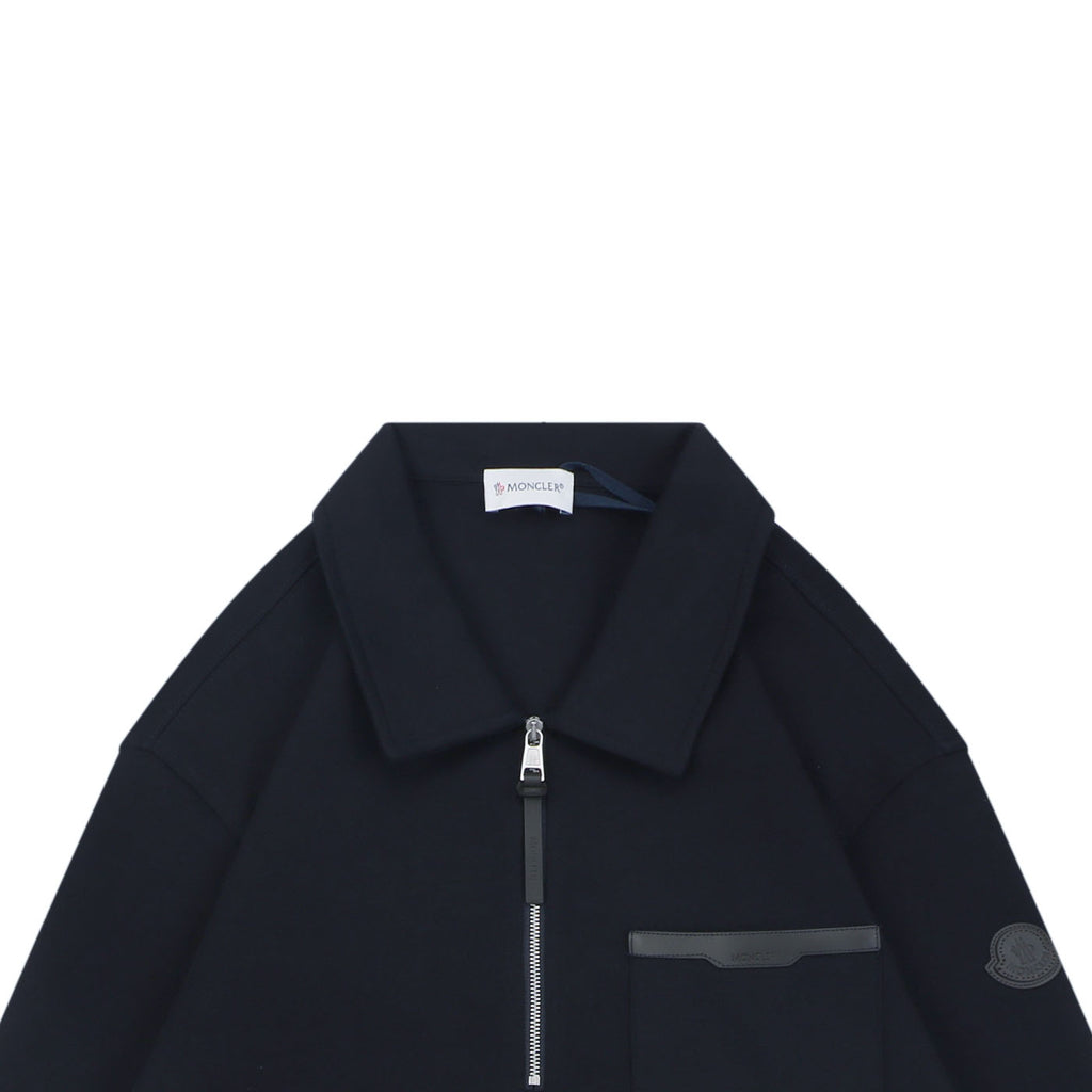 Moncler Navy MK Sleeve Badge Half-Zip Polo Sweatshirt