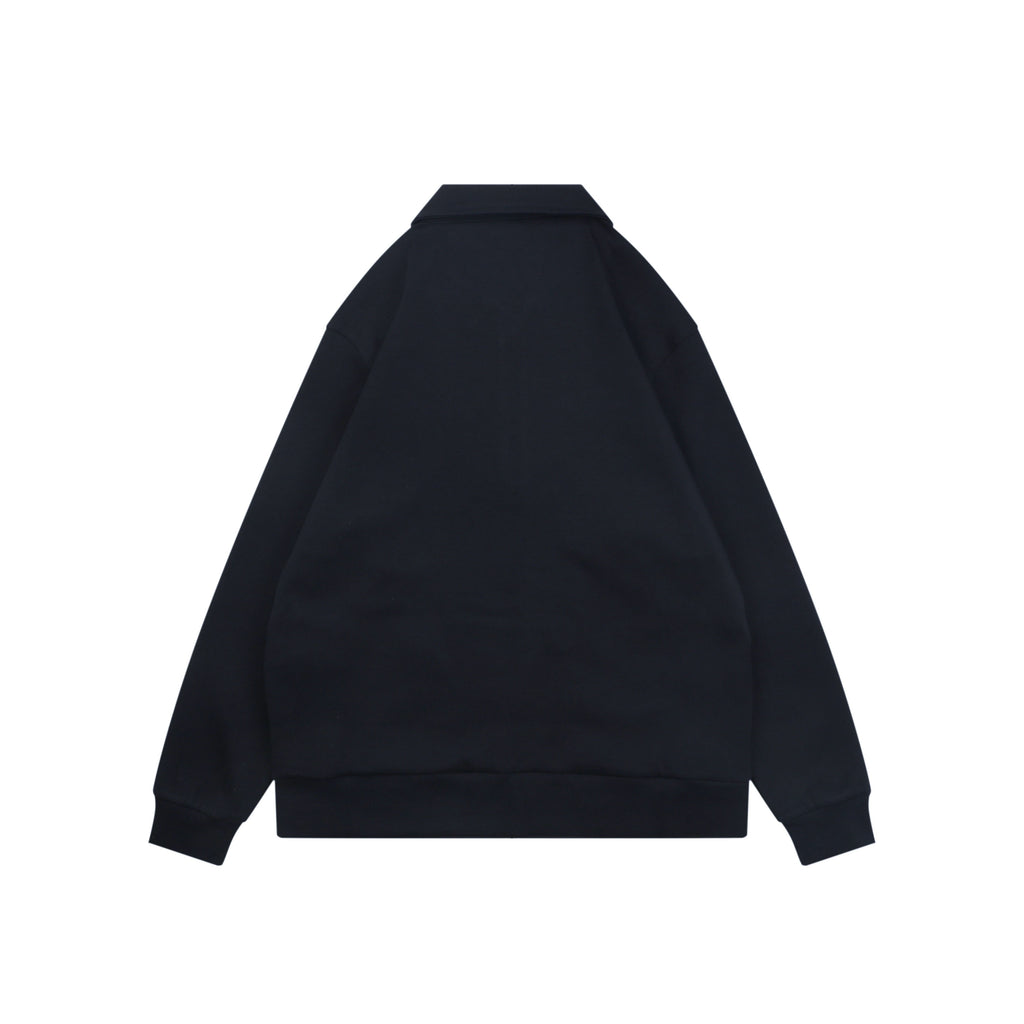 Moncler Navy MK Sleeve Badge Half-Zip Polo Sweatshirt