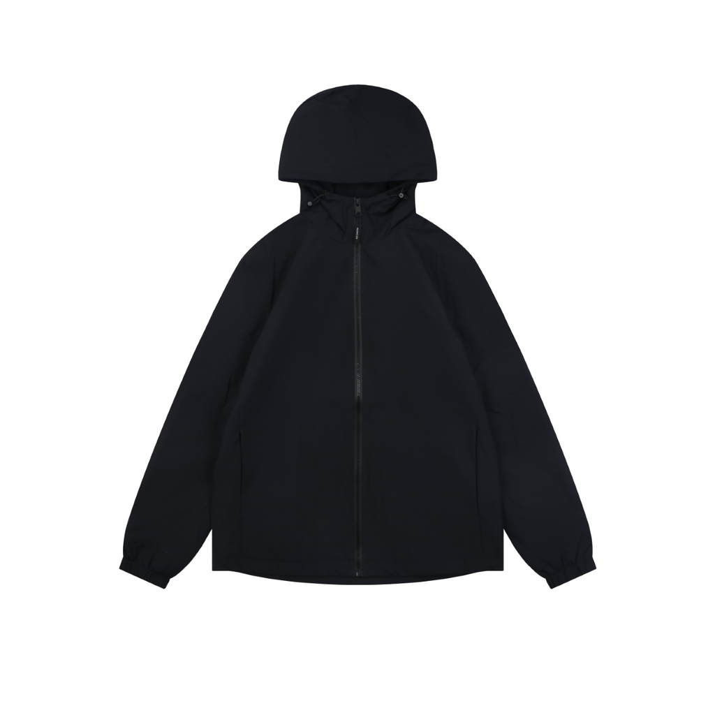 Moncler Black Tonal-Pattern Hooded Jacket with Subtle Lettering