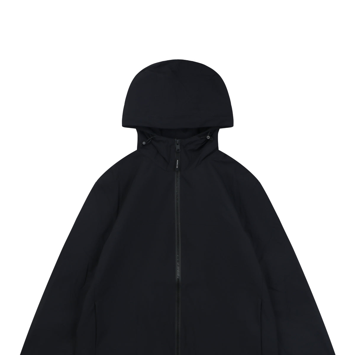 Moncler Black Tonal-Pattern Hooded Jacket with Subtle Lettering