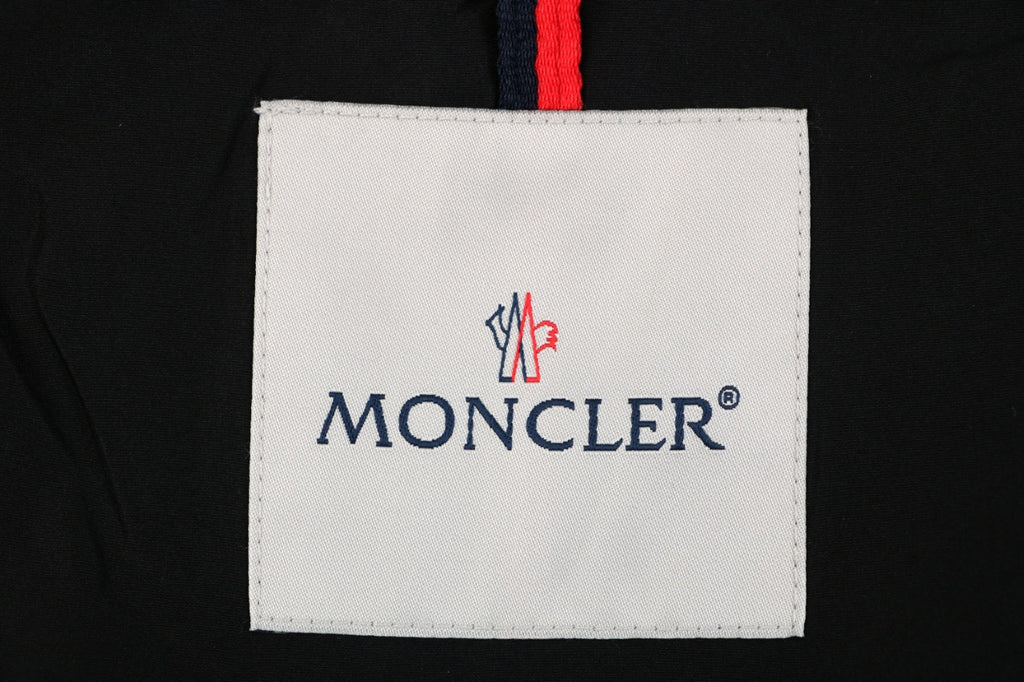 Moncler Black Tonal-Pattern Hooded Jacket with Subtle Lettering