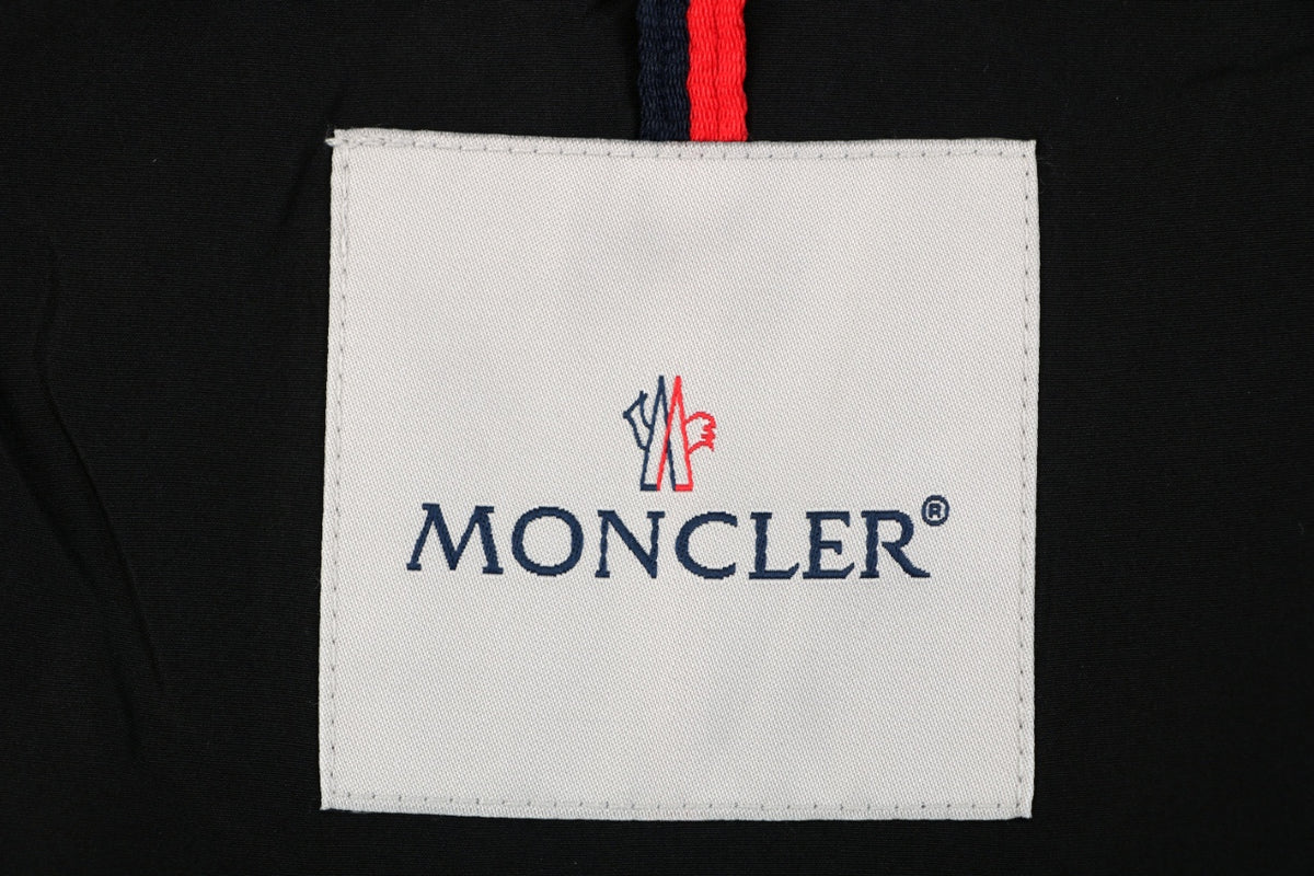 Moncler Black Tonal-Pattern Hooded Jacket with Subtle Lettering
