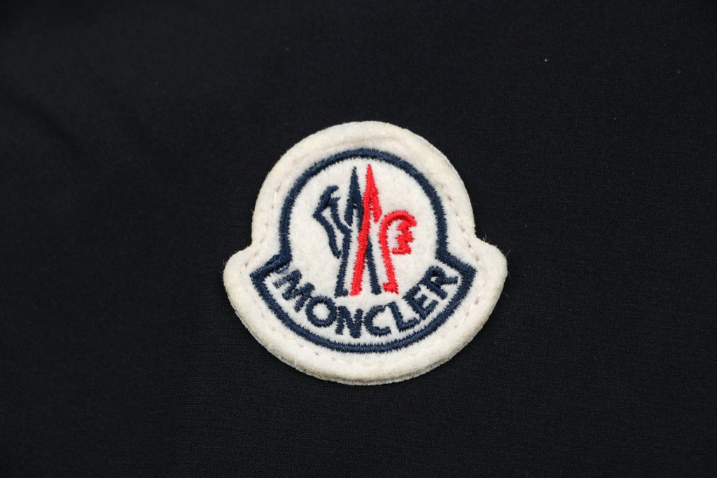 Moncler Black Tonal-Pattern Hooded Jacket with Subtle Lettering