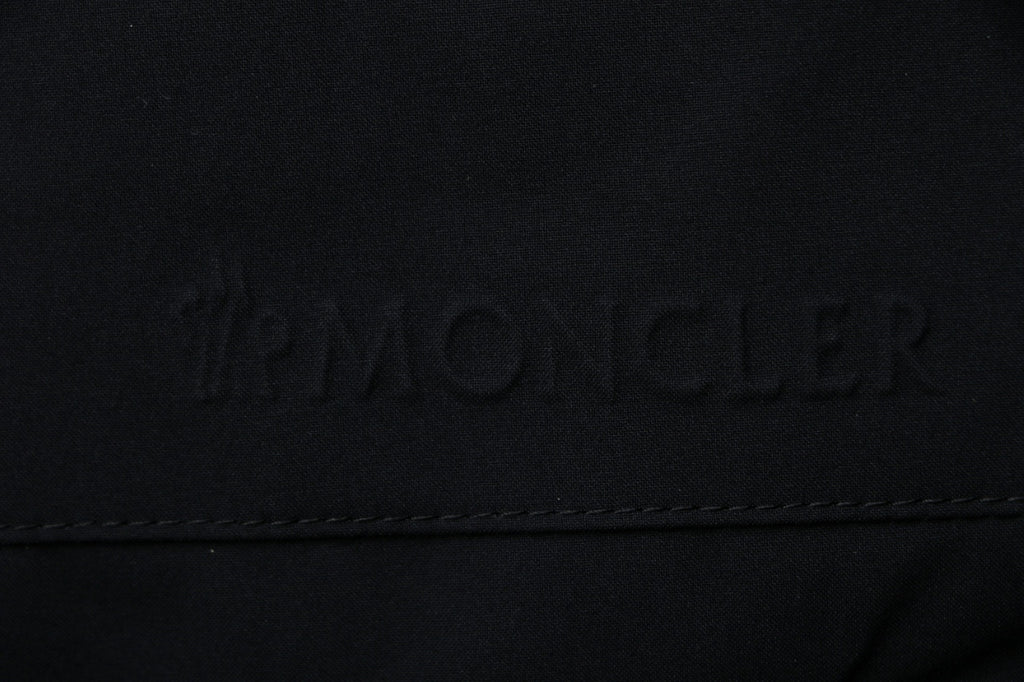 Moncler Black Tonal-Pattern Hooded Jacket with Subtle Lettering