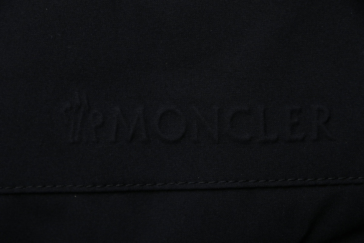 Moncler Black Tonal-Pattern Hooded Jacket with Subtle Lettering