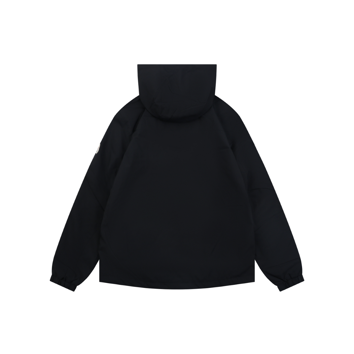 Moncler Black Tonal-Pattern Hooded Jacket with Subtle Lettering