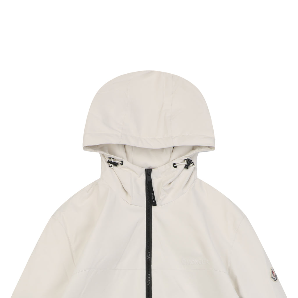Moncler Off-White Tonal-Pattern Hooded Jacket with Subtle Lettering