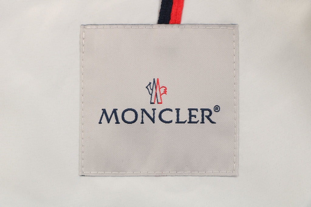 Moncler Off-White Tonal-Pattern Hooded Jacket with Subtle Lettering