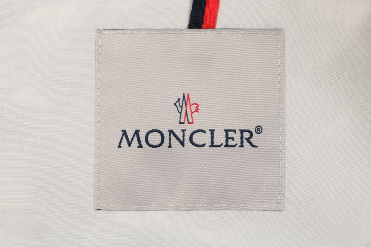 Moncler Off-White Tonal-Pattern Hooded Jacket with Subtle Lettering