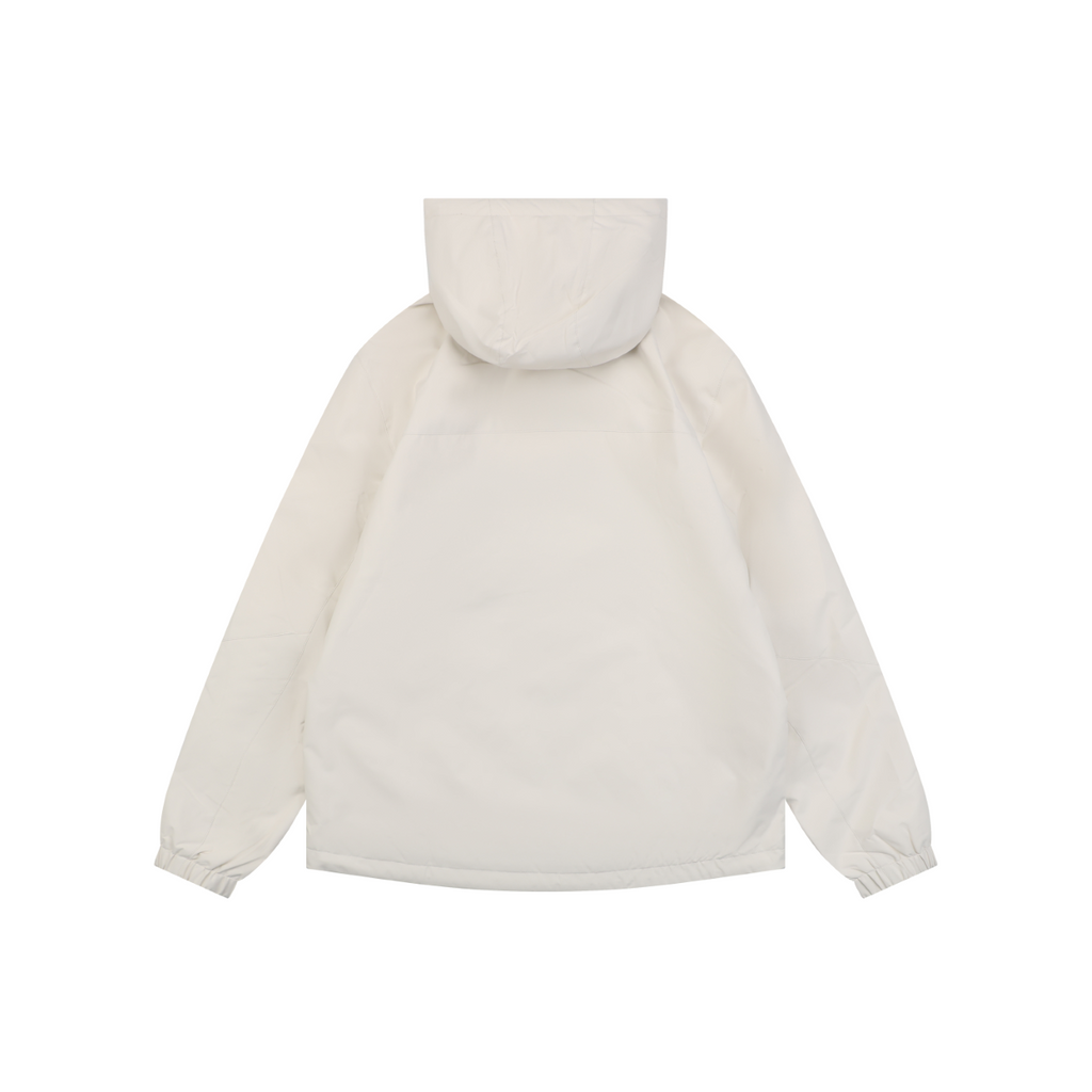 Moncler Off-White Tonal-Pattern Hooded Jacket with Subtle Lettering