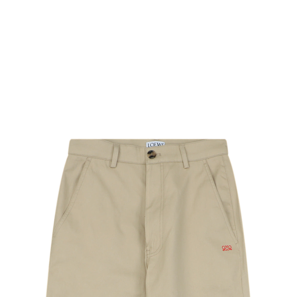 Loewe Half Floral Emblem Twill Trousers in Light Khaki