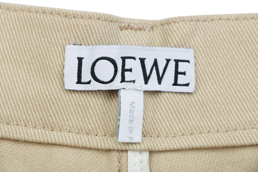 Loewe Half Floral Emblem Twill Trousers in Light Khaki