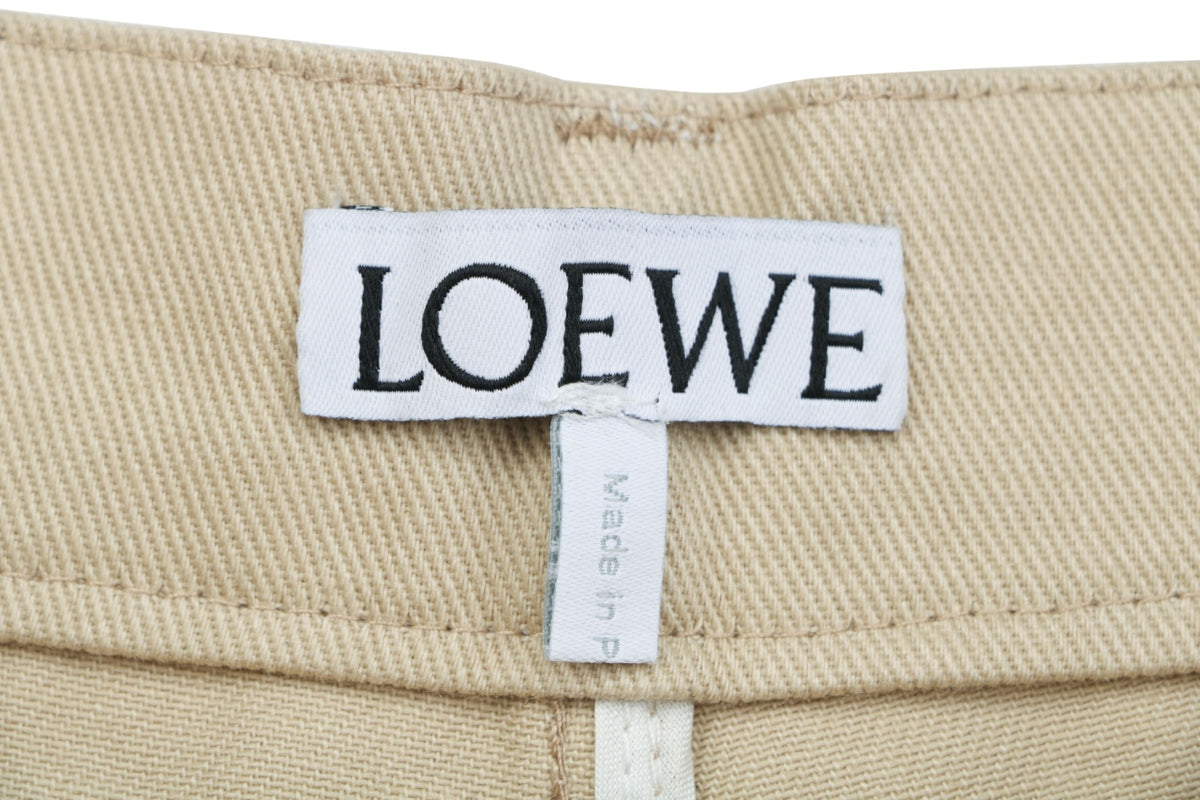 Loewe Half Floral Emblem Twill Trousers in Light Khaki