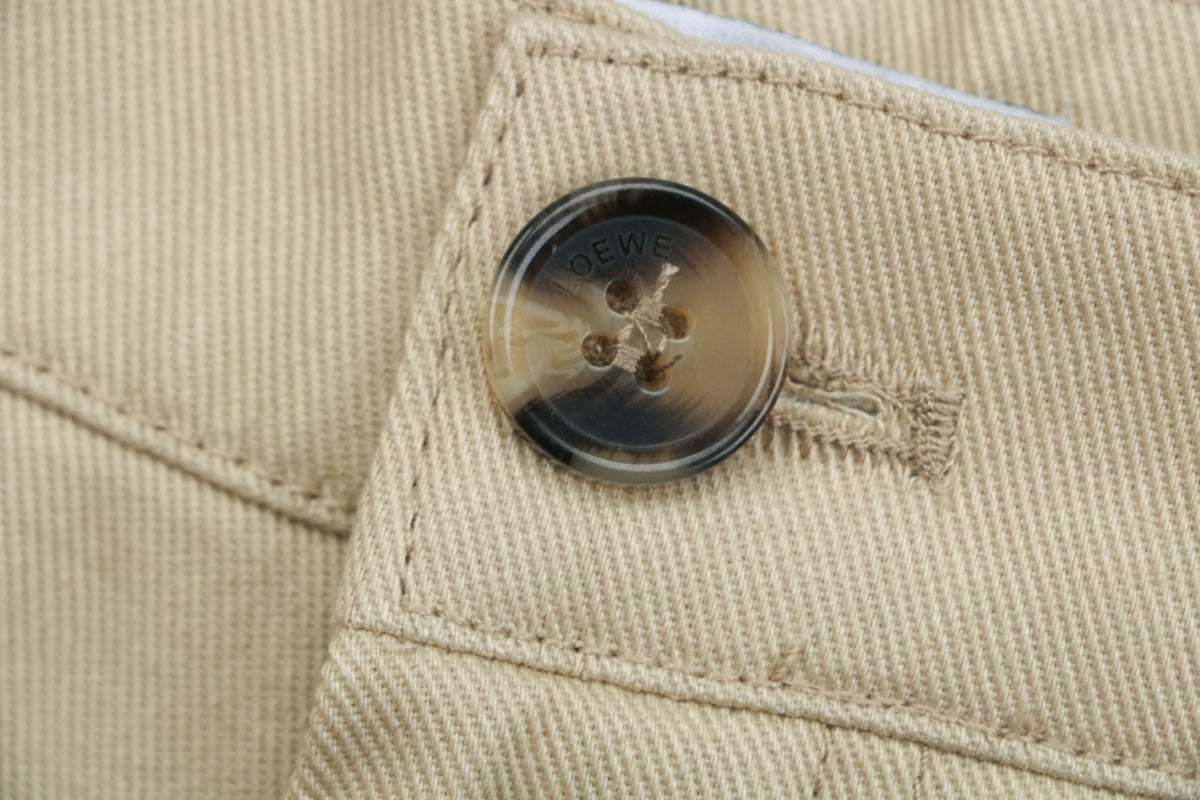 Loewe Half Floral Emblem Twill Trousers in Light Khaki