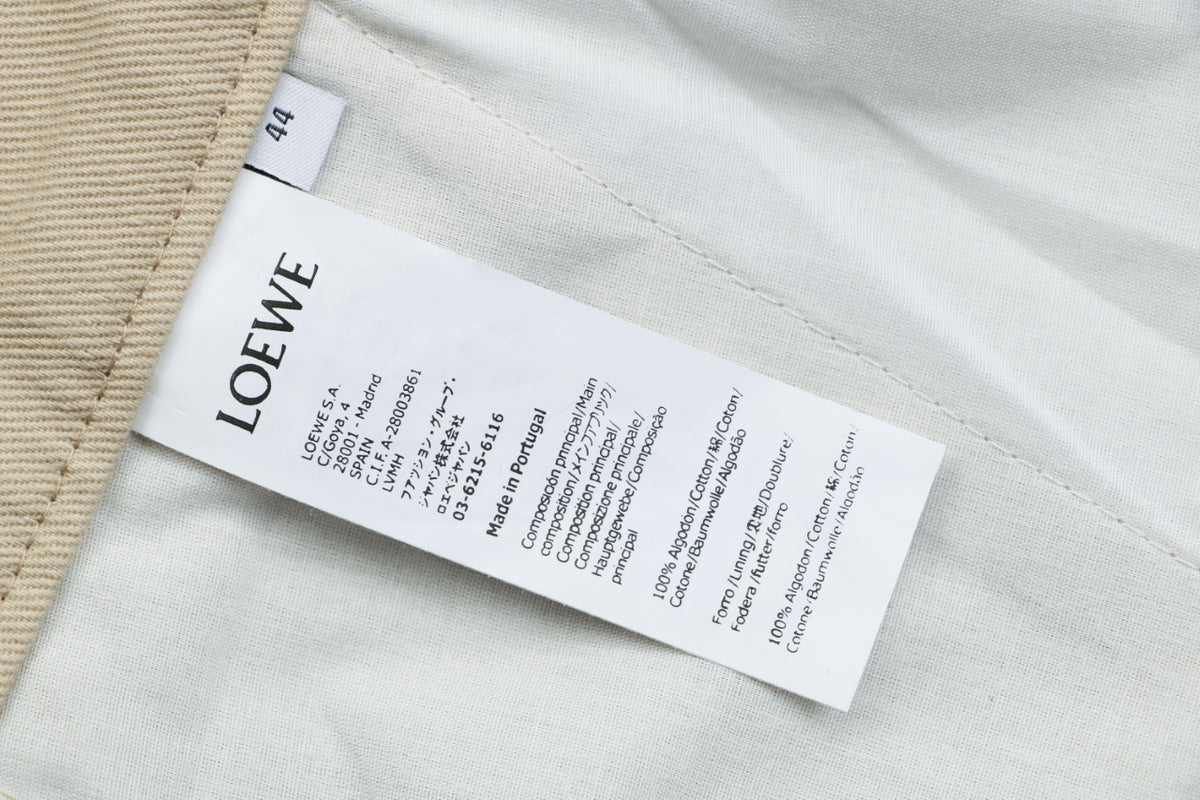 Loewe Half Floral Emblem Twill Trousers in Light Khaki