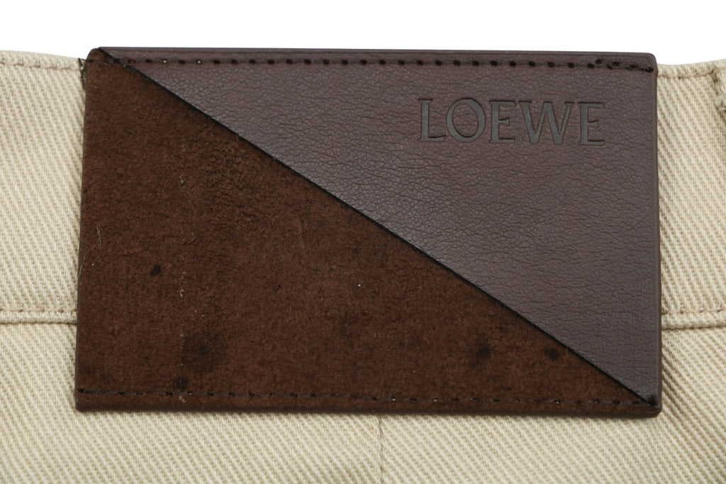 Loewe Half Floral Emblem Twill Trousers in Light Khaki