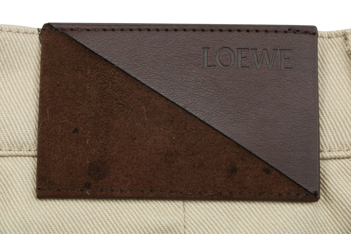 Loewe Half Floral Emblem Twill Trousers in Light Khaki