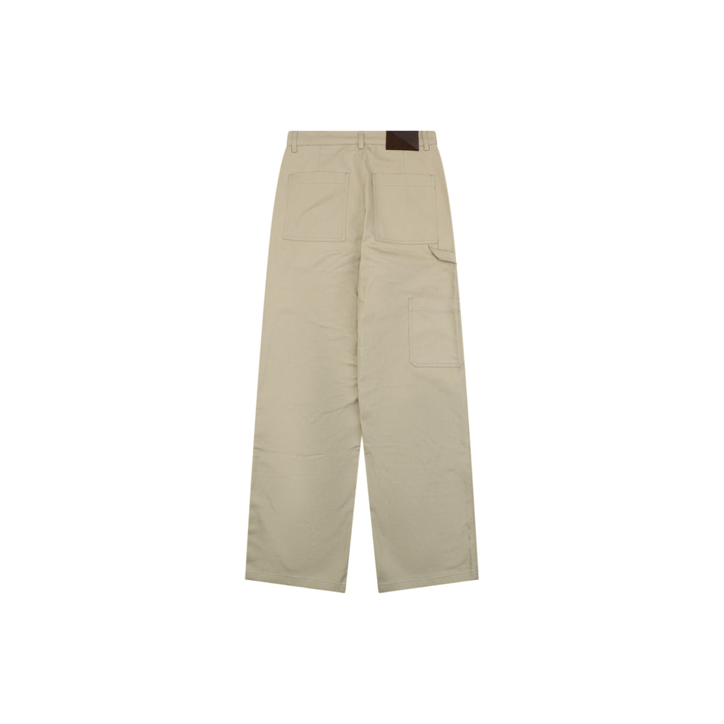Loewe Half Floral Emblem Twill Trousers in Light Khaki