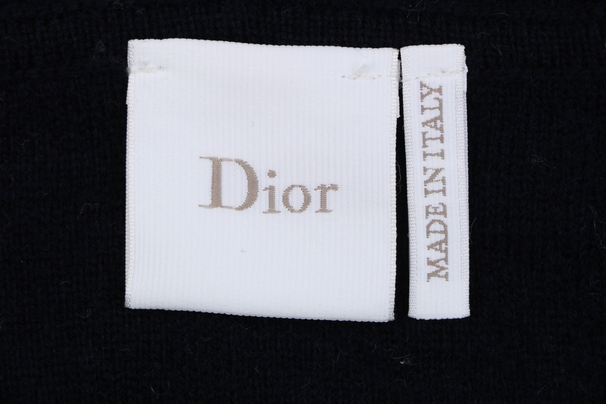 Dior All-Over Monogram Zip-Up Hooded Knit Jacket - Navy and Black