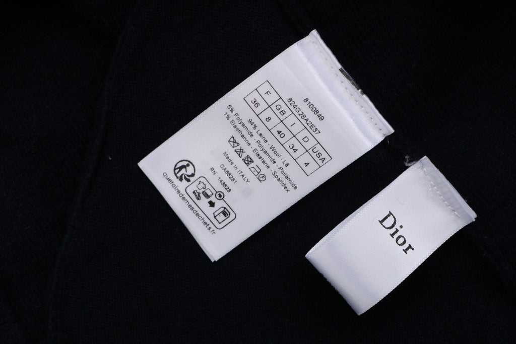 Dior All-Over Monogram Zip-Up Hooded Knit Jacket - Navy and Black