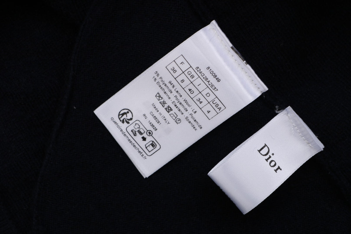 Dior All-Over Monogram Zip-Up Hooded Knit Jacket - Navy and Black
