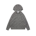 Dior All-Over Monogram Zip-Up Hooded Knit Jacket - Gray