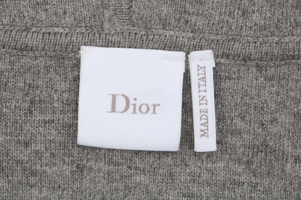 Dior All-Over Monogram Zip-Up Hooded Knit Jacket - Gray